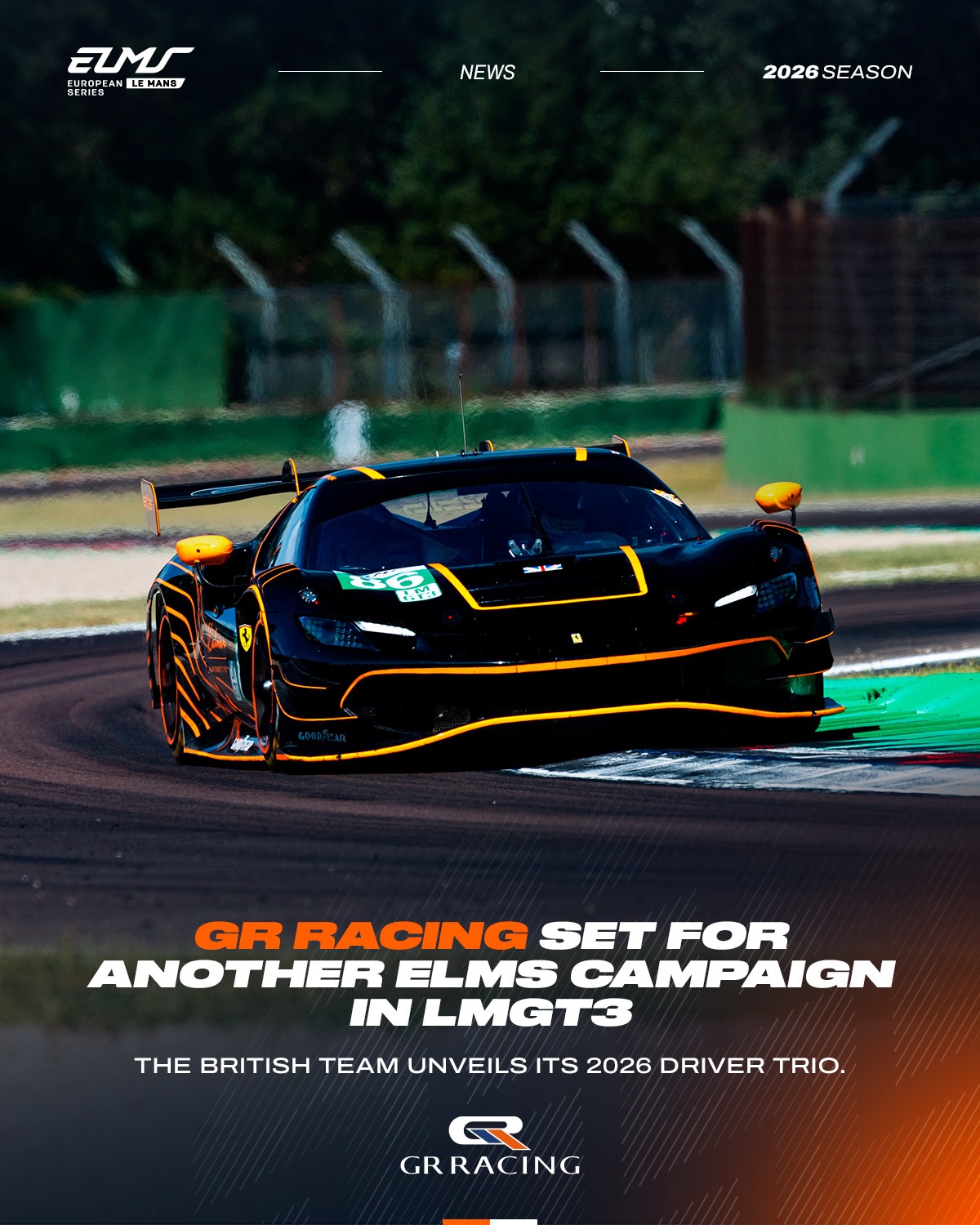 British team @grracinguk is back for more in LMGT3. ⚫️🟠 The experienced outfit returns to the #ELMS 